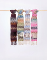 Ombre-effect striped fringed scarf femme La Fiancée