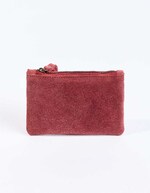 Small suede leather zip pouch femme La Fiancée