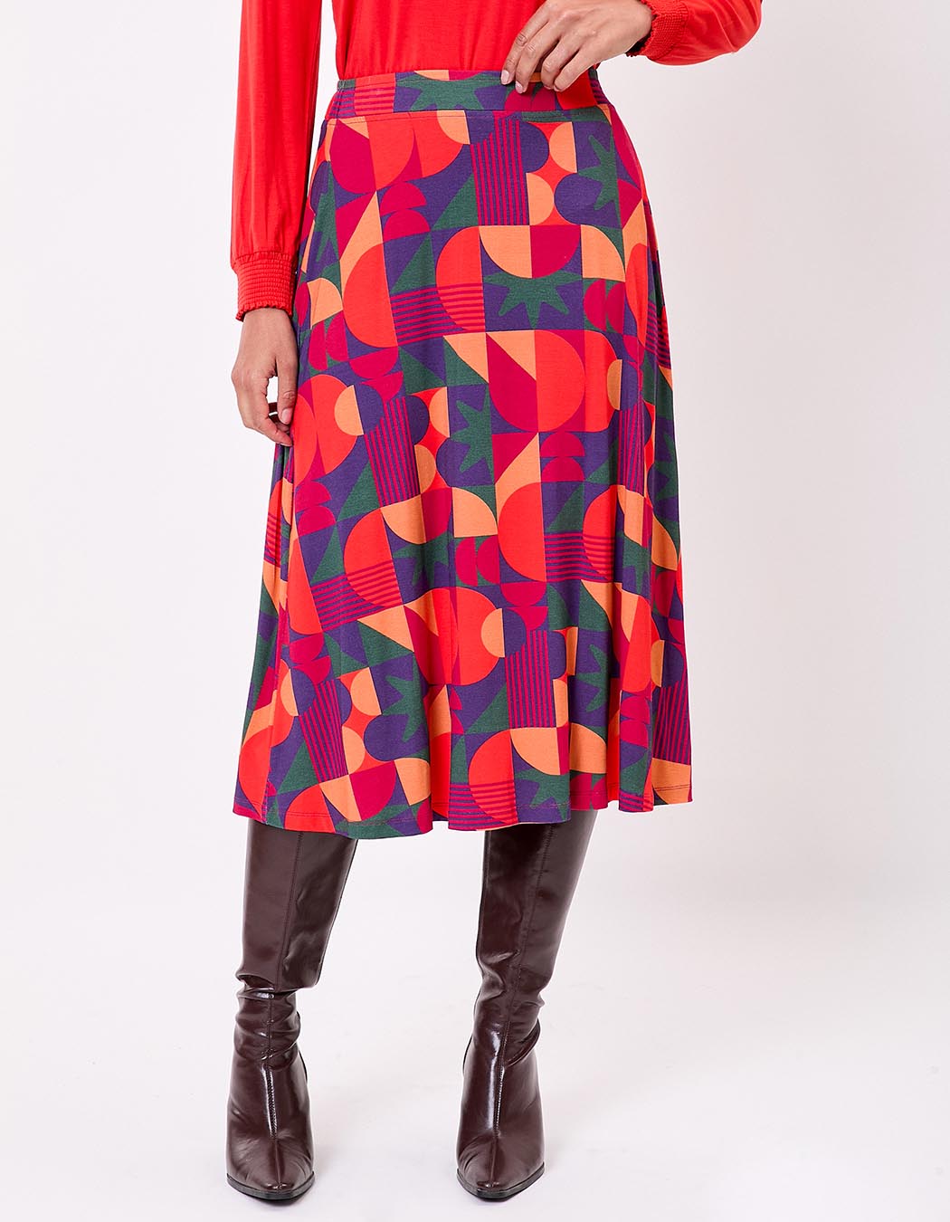 Flared fluid knit midi skirt femme Princesse Nomade