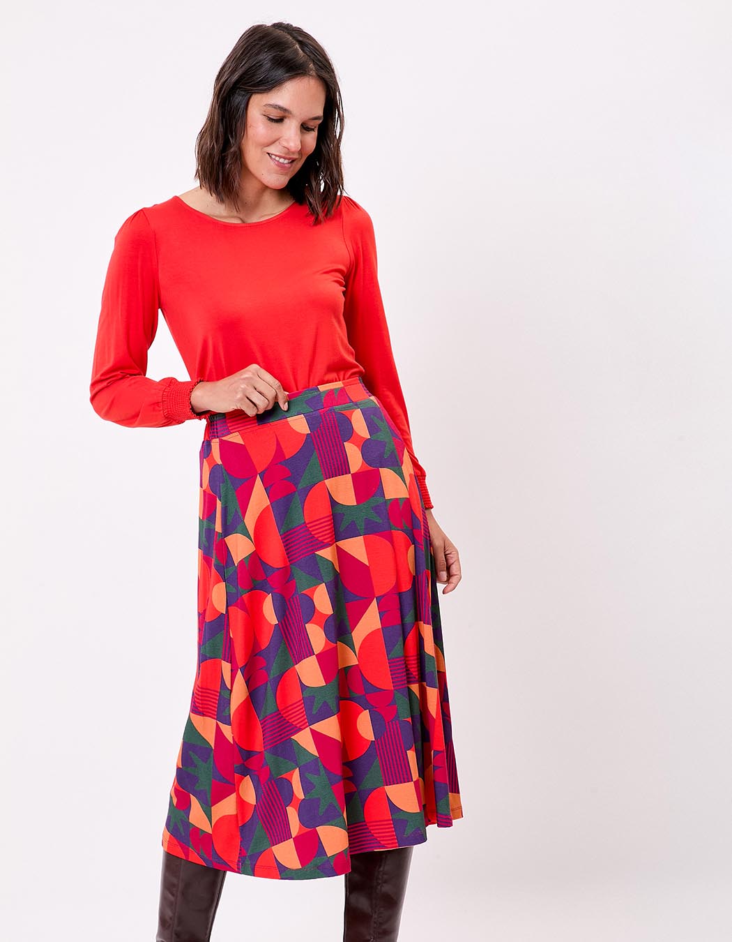 Flared fluid knit midi skirt femme Princesse Nomade