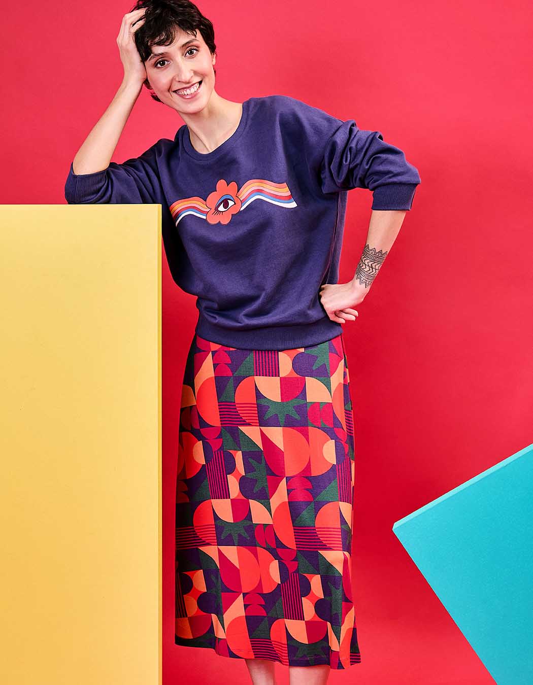 Flared fluid knit midi skirt femme Princesse Nomade