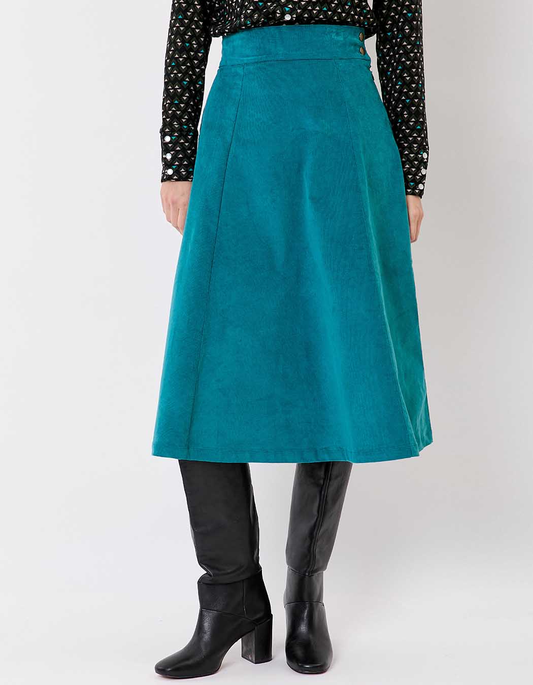 Flared organic velvet midi skirt femme Princesse Nomade