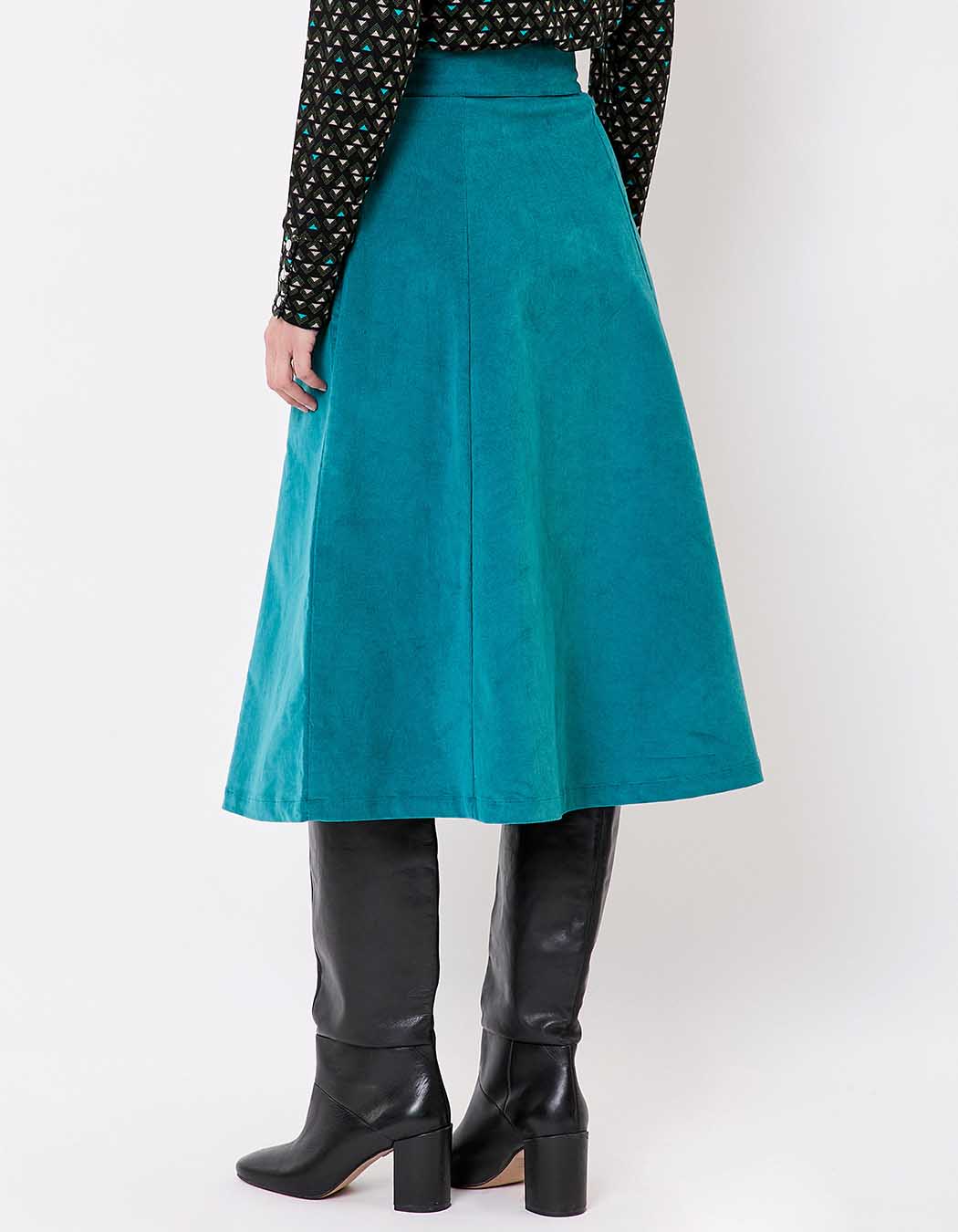 Flared organic velvet midi skirt femme Princesse Nomade