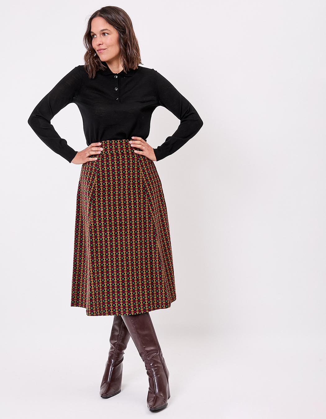 Flared velvet midi skirt femme Princesse Nomade