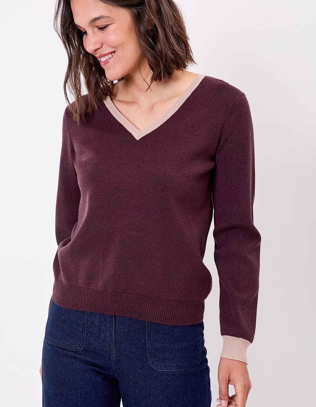Chunky knit V-neck sweater femme Princesse Nomade