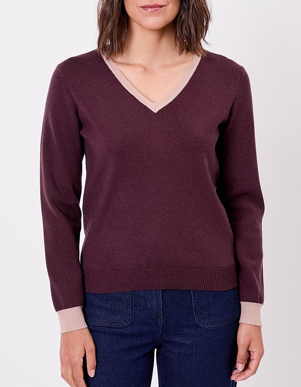 Chunky knit V-neck sweater femme Princesse Nomade