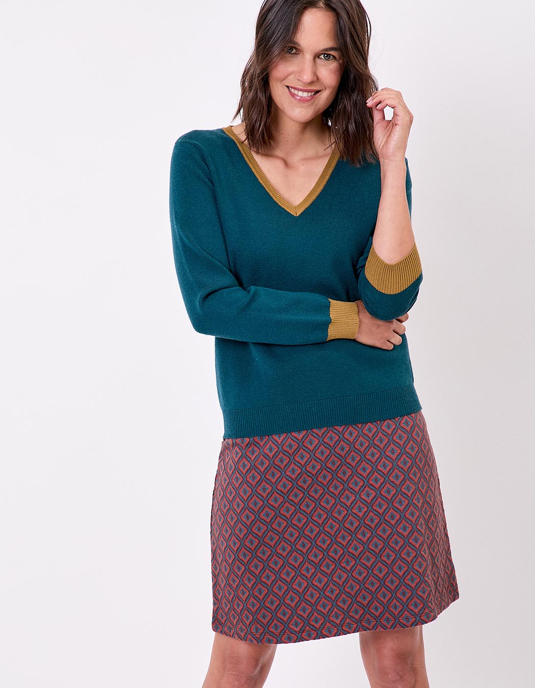 Chunky knit V-neck sweater femme Princesse Nomade