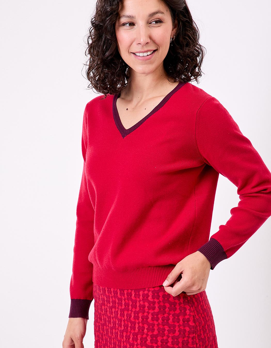 Chunky knit V-neck sweater femme Princesse Nomade