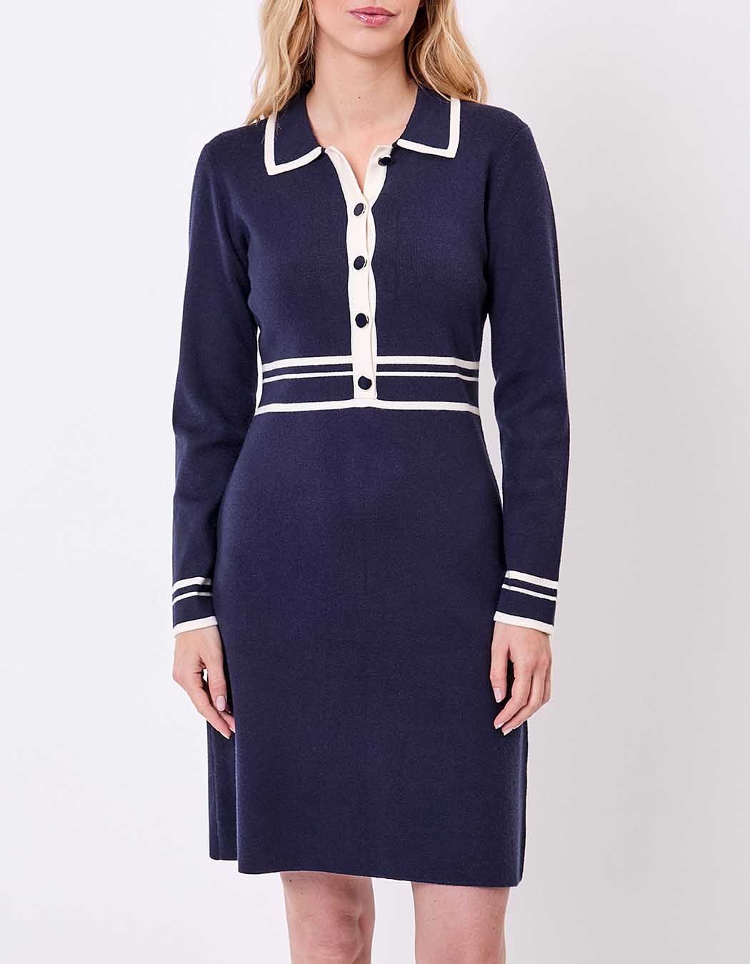 Compact knit shirt-collar dress femme Princesse Nomade