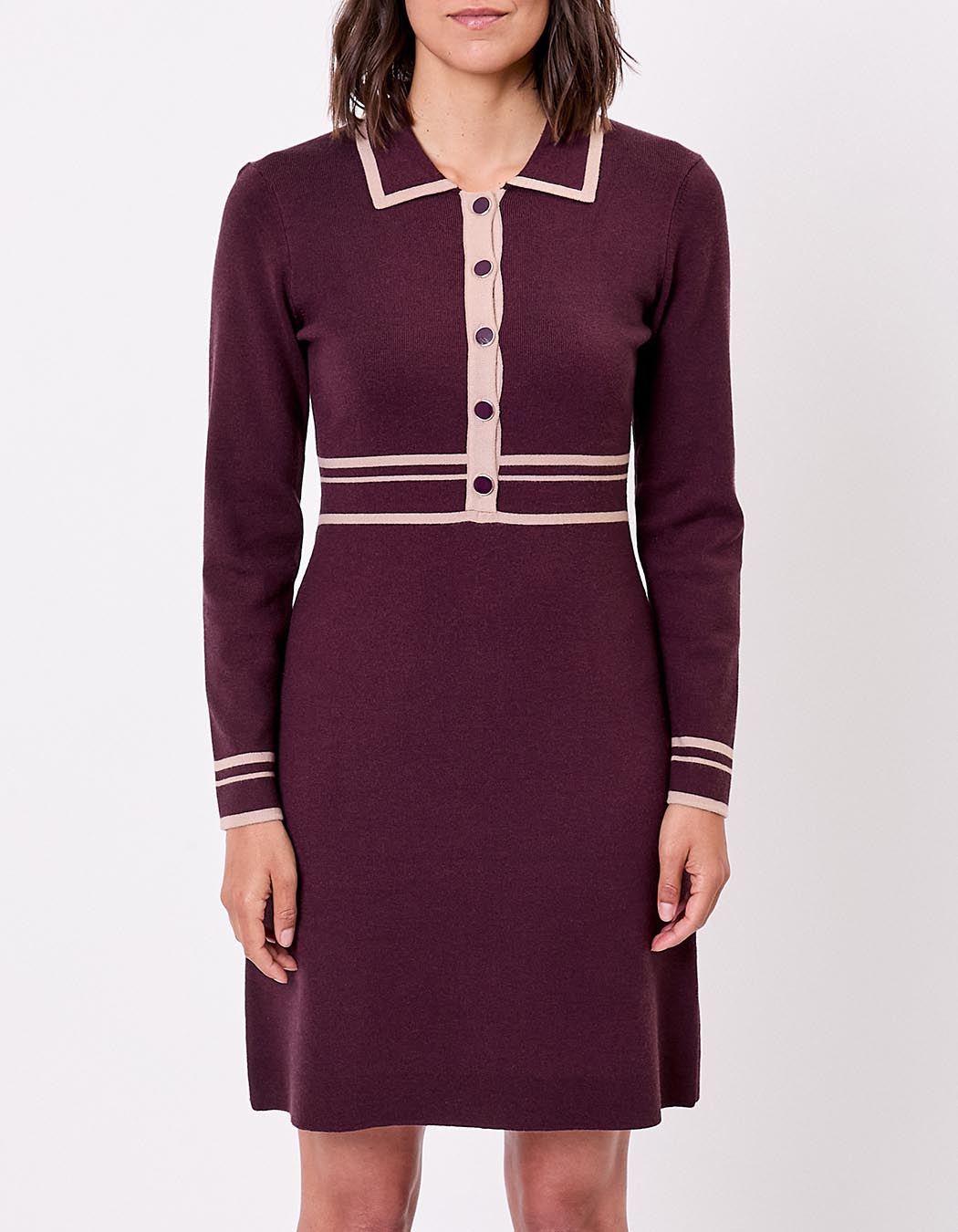 Compact knit shirt-collar dress femme Princesse Nomade