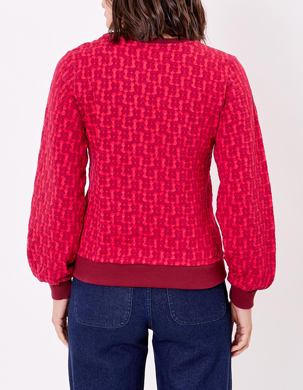 Organic jacquard knit crew-neck sweatshirt femme Princesse Nomade