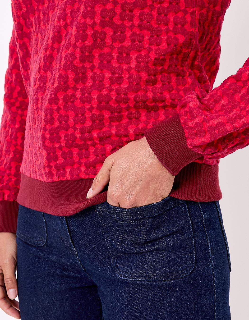 Organic jacquard knit crew-neck sweatshirt femme Princesse Nomade