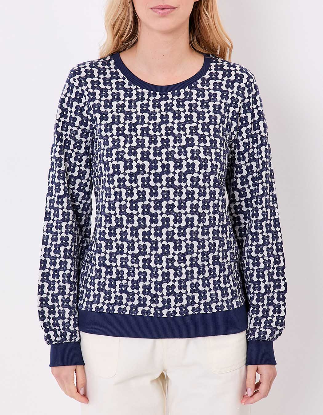 Organic jacquard knit crew-neck sweatshirt femme Princesse Nomade