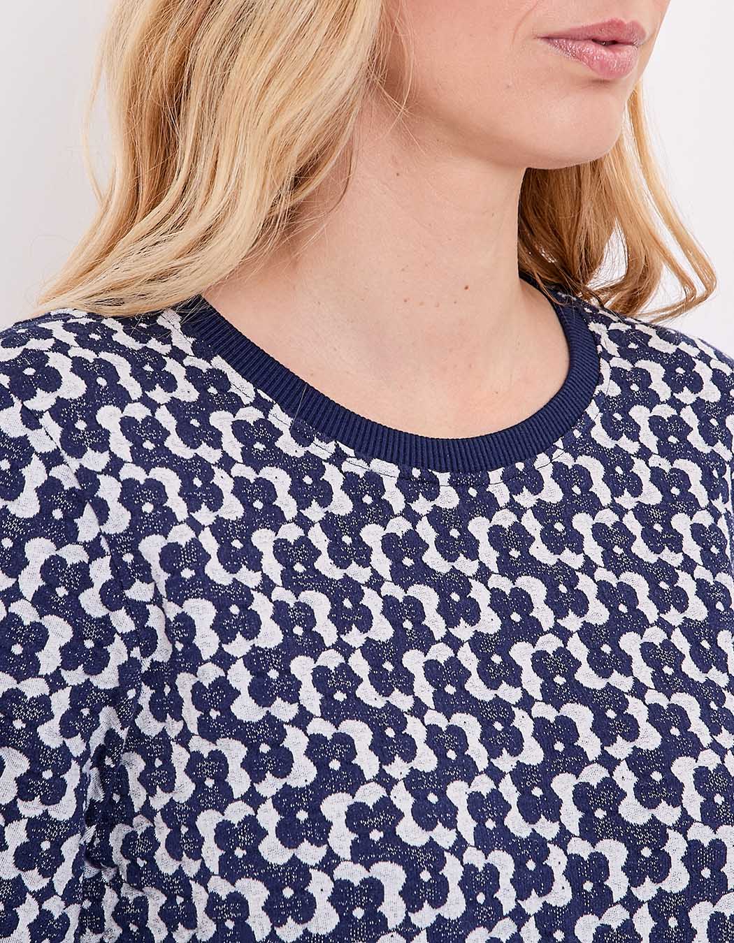 Organic jacquard knit crew-neck sweatshirt femme Princesse Nomade