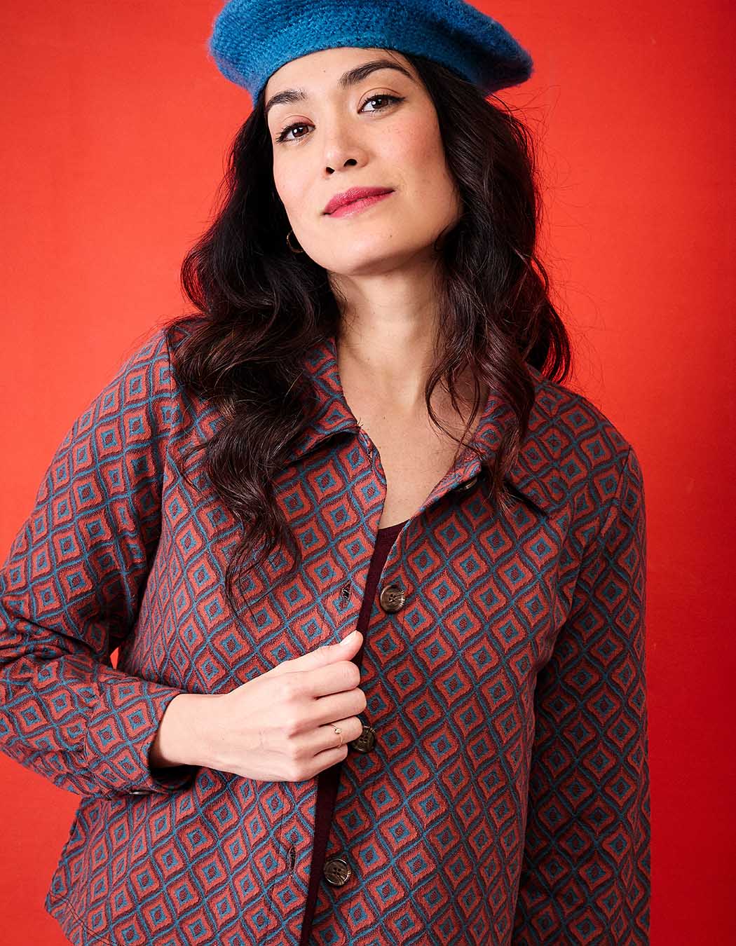 Organic jacquard knit jacket femme Princesse Nomade