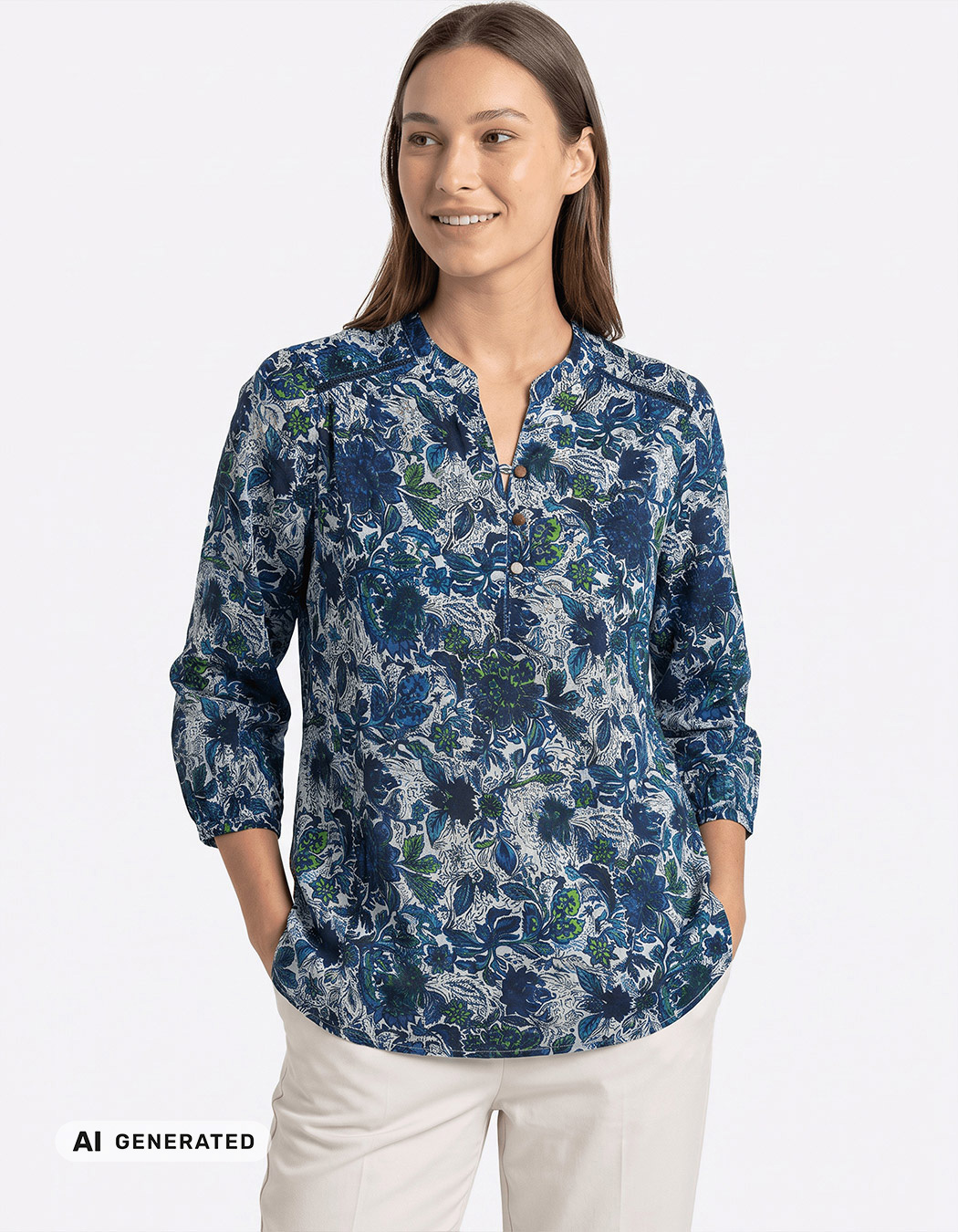 Organic cotton voile blouse with a split neckline femme La Fiancée