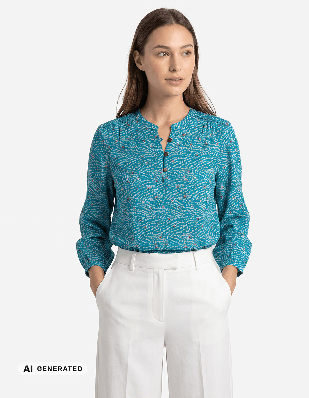 Organic cotton voile blouse with a split neckline femme La Fiancée