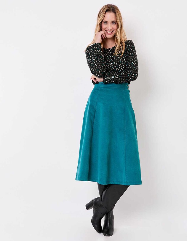 Flared organic velvet midi skirt femme Princesse Nomade