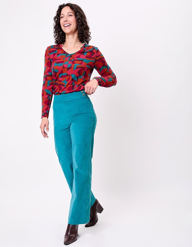 Organic wide-leg straight corduroy trousers femme Princesse Nomade