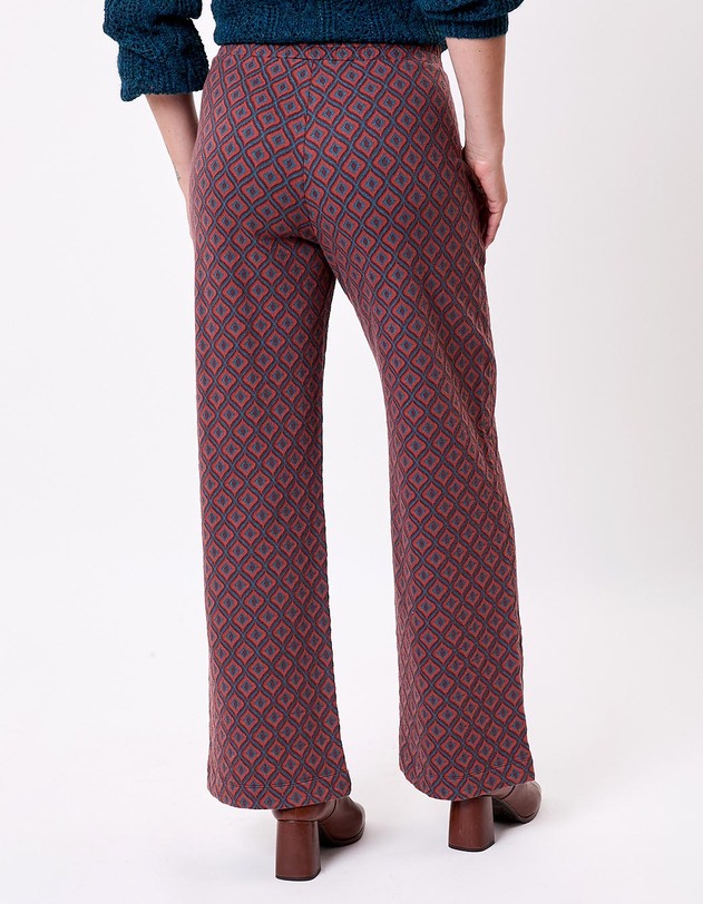 Organic jacquard knit wide-leg trousers femme Princesse Nomade