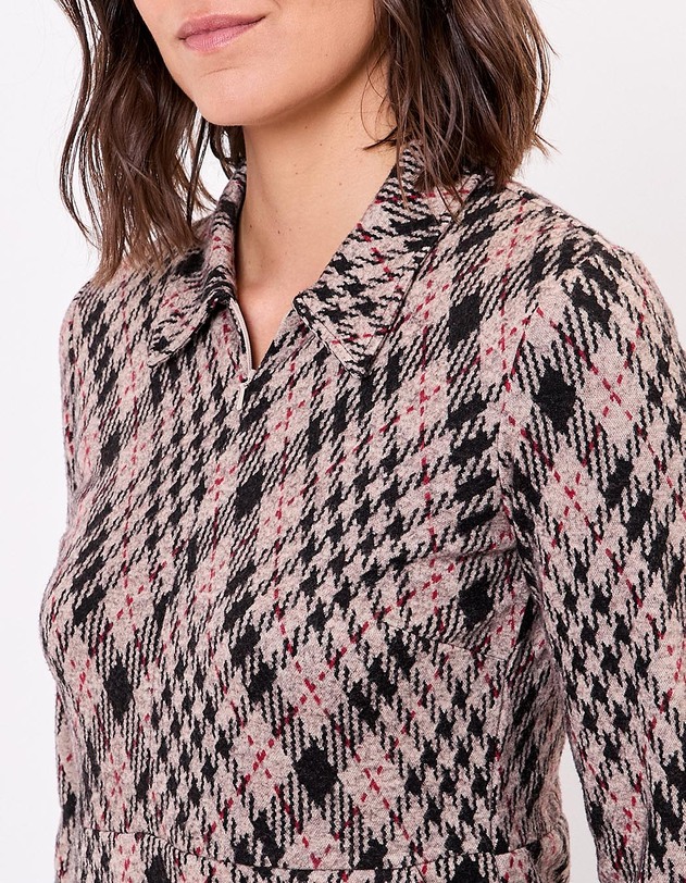 Recycled jacquard knit zip-neck dress femme Princesse Nomade