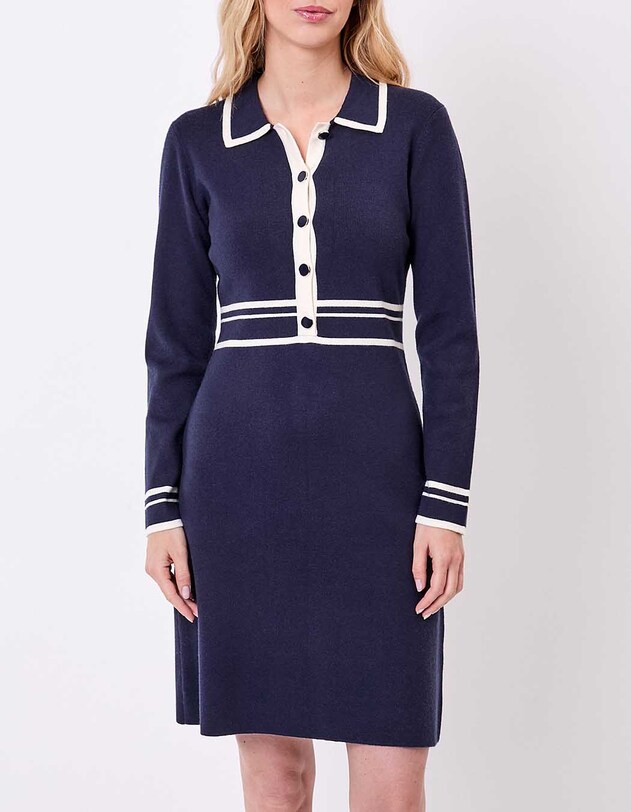 Compact knit shirt-collar dress femme Princesse Nomade