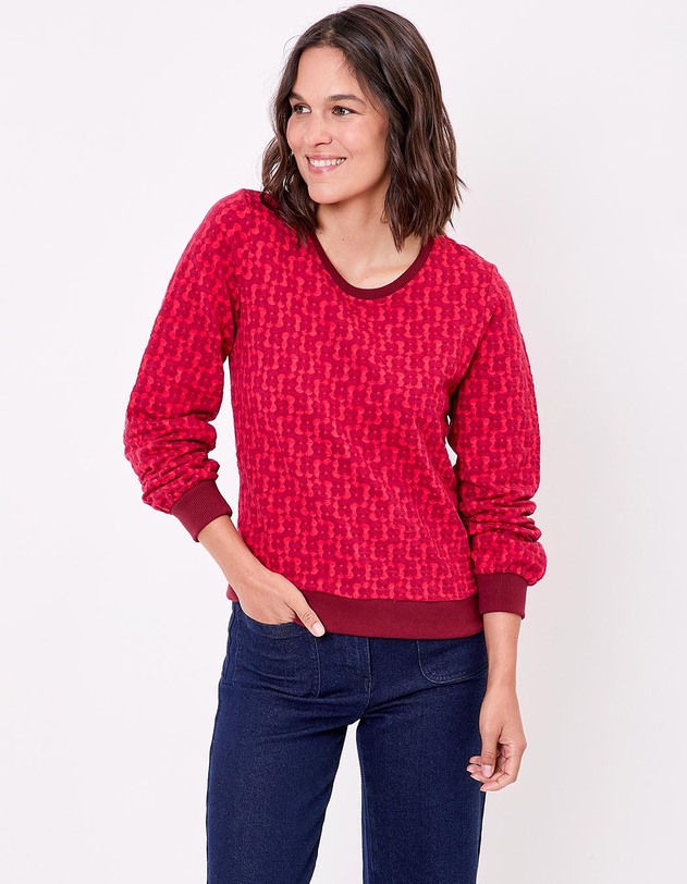 Organic jacquard knit crew-neck sweatshirt femme Princesse Nomade