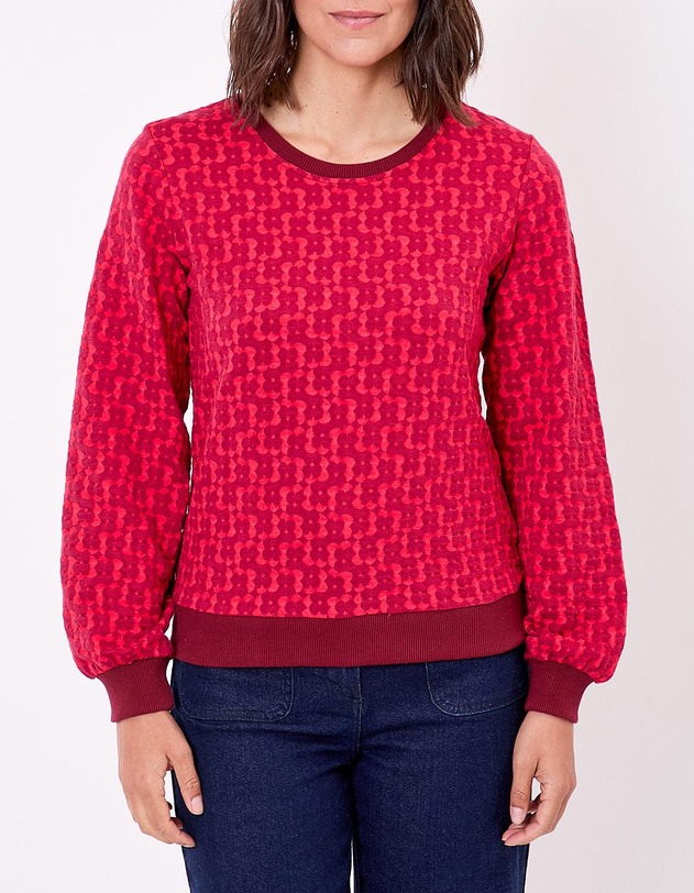 Organic jacquard knit crew-neck sweatshirt femme Princesse Nomade