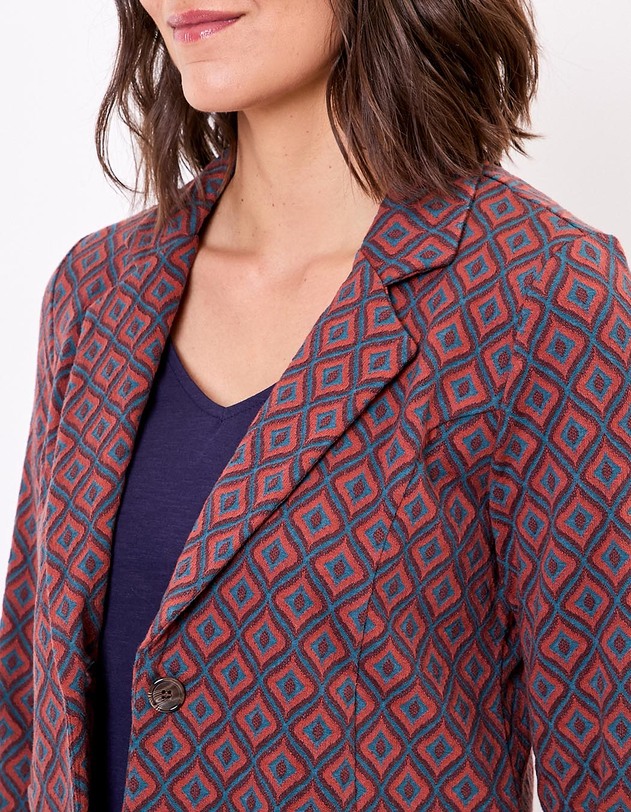 Organic jacquard knit soft blazer femme Princesse Nomade