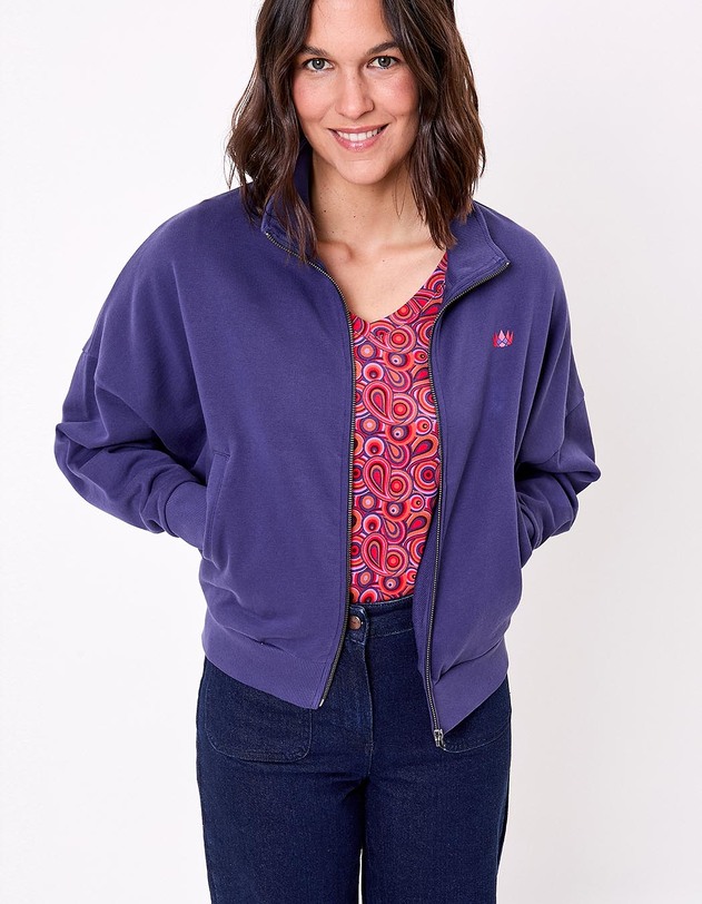 Organic cotton zip-up sweatshirt femme Princesse Nomade