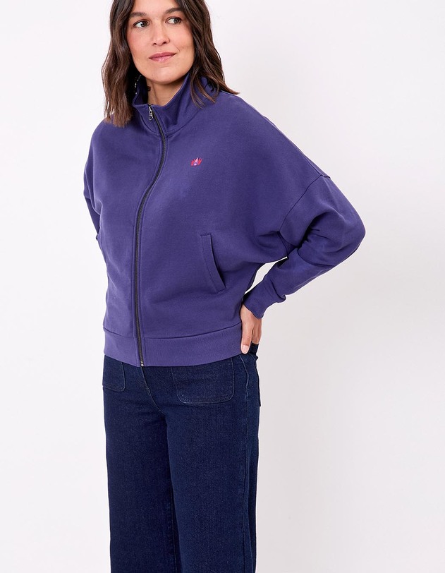 Organic cotton zip-up sweatshirt femme Princesse Nomade