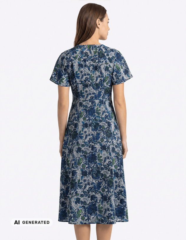 Organic cotton voile midi dress femme La Fianc&eacute;e