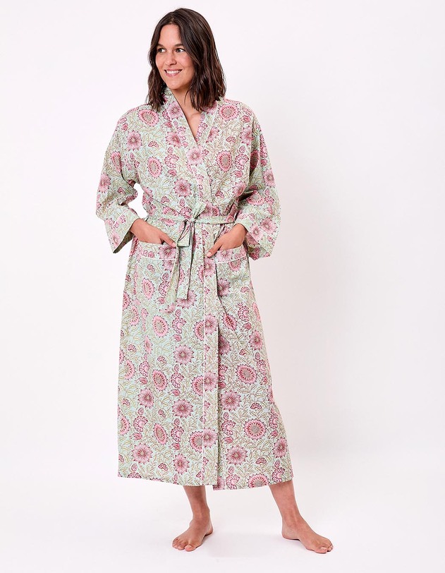 Printed long cotton voile kimono femme La Fianc&eacute;e