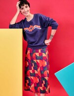 Flared fluid knit midi skirt femme Princesse Nomade