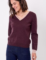 Chunky knit V-neck sweater femme Princesse Nomade