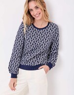 Organic jacquard knit crew-neck sweatshirt femme Princesse Nomade