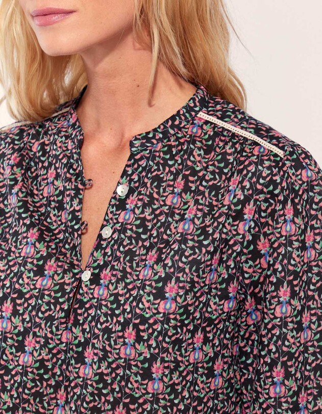 Tunisian collar organic cotton blouse femme La Fianc&eacute;e