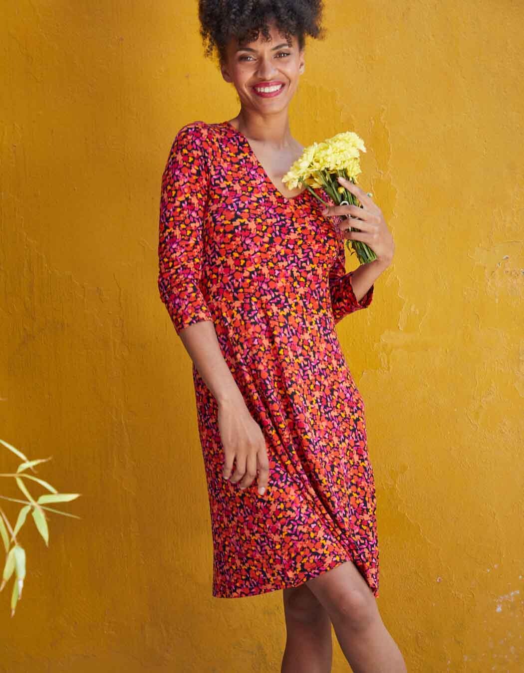 Ecovero double-breasted knit dress femme La Fiancée