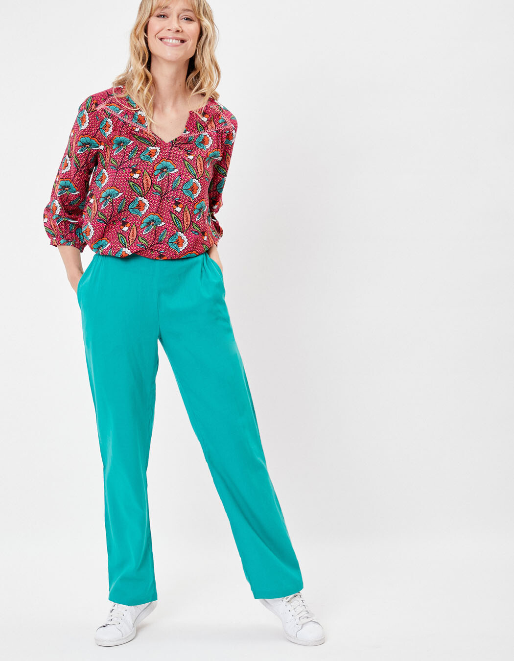 Organic cotton voile straight-leg pants femme La Fiancée
