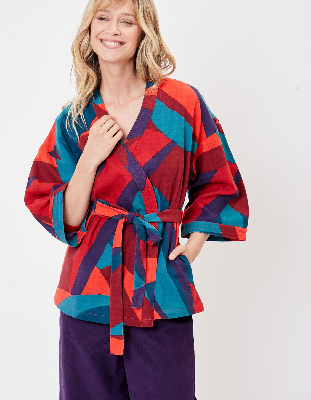 Short Printed Kimono organic cotton femme La Fiancée