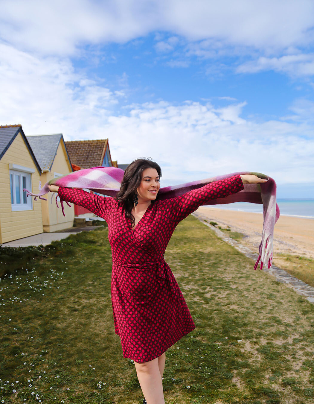 Jersey knit wrap dress femme La Fiancée
