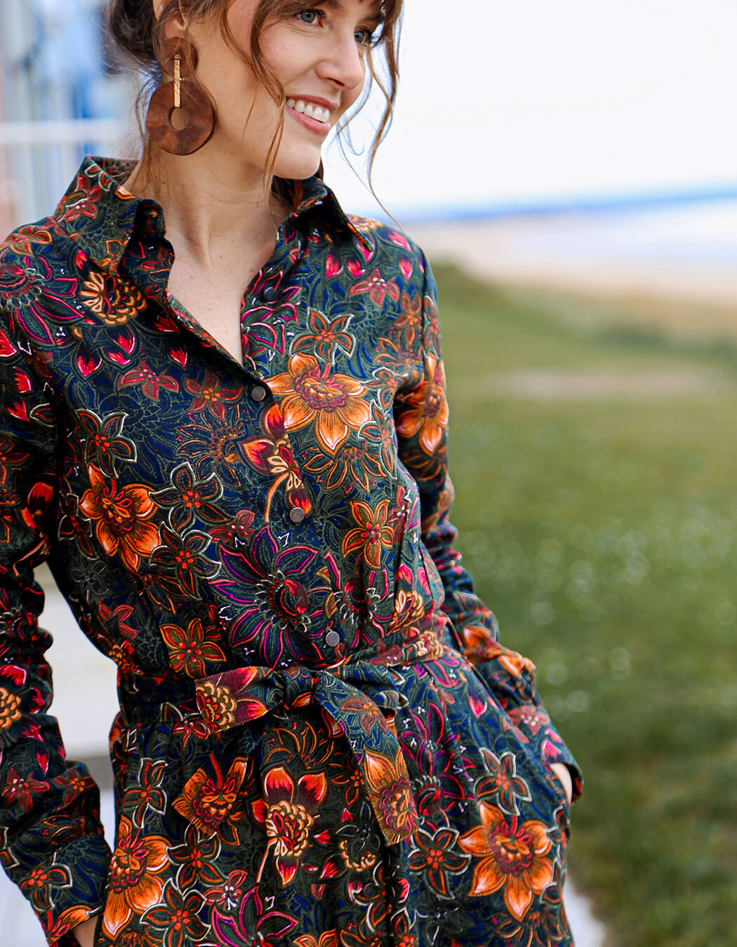 Organic cotton midi shirt dress femme La Fiancée