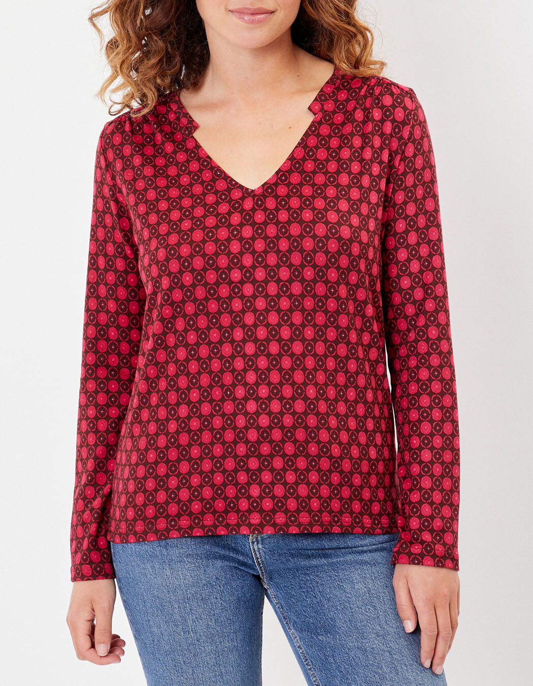 Printed V-neck T-shirt femme La Fiancée