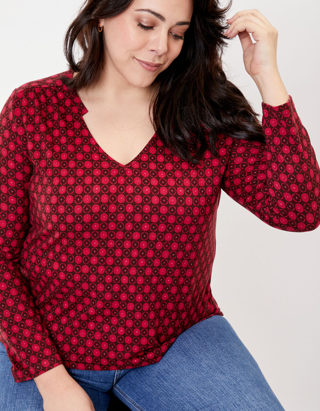 Printed V-neck T-shirt femme La Fiancée