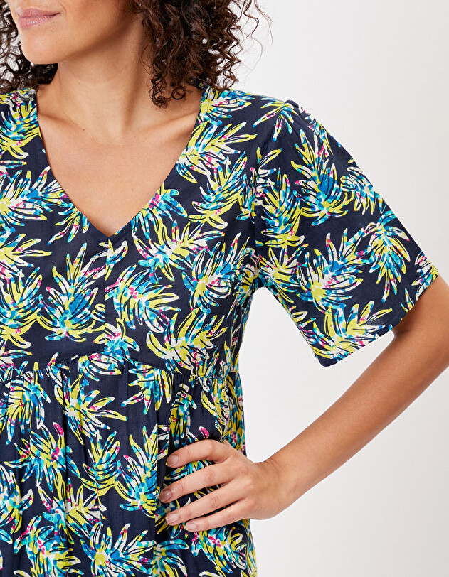 Flared organic cotton dress with ruffles femme La Fianc&eacute;e