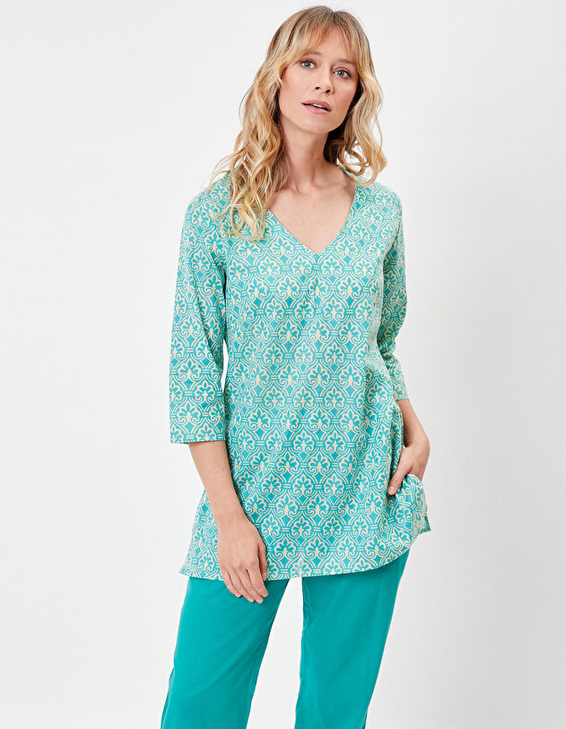 Short tunic in organic cotton voile femme La Fianc&eacute;e