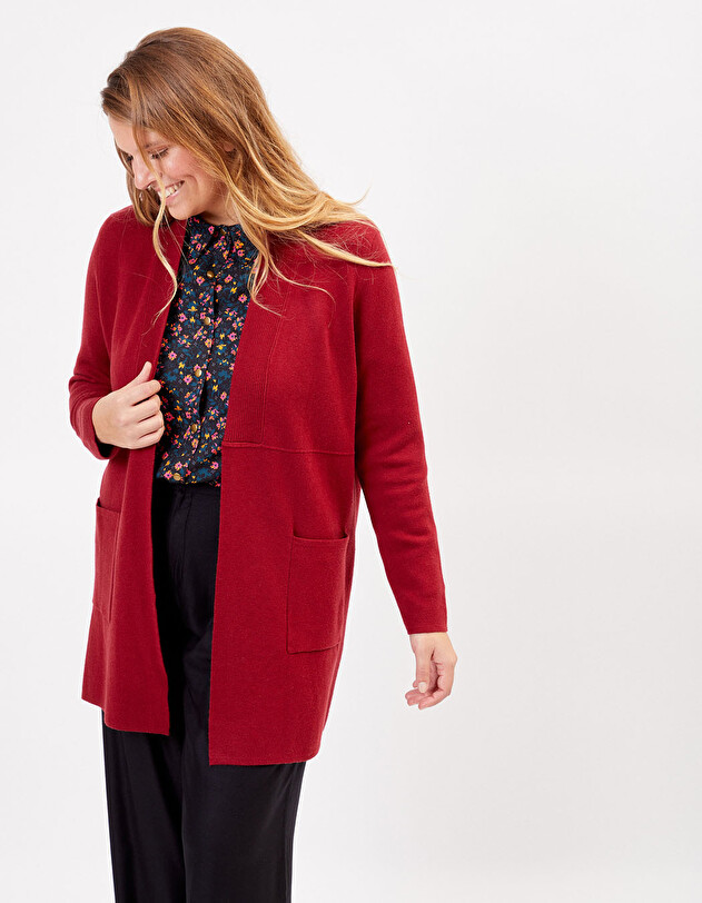 Long plain knit cardigan femme La Fianc&eacute;e