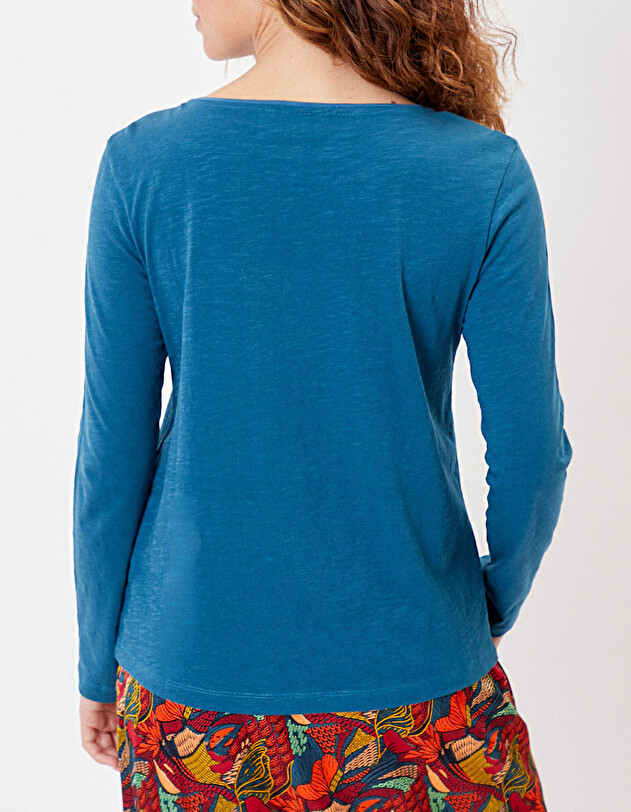 Organic cotton boat-neck T-shirt femme La Fianc&eacute;e