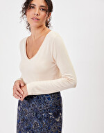 Ecovero flowing v-neck T-shirt femme La Fiancée