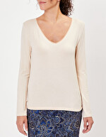 Ecovero flowing v-neck T-shirt femme La Fiancée
